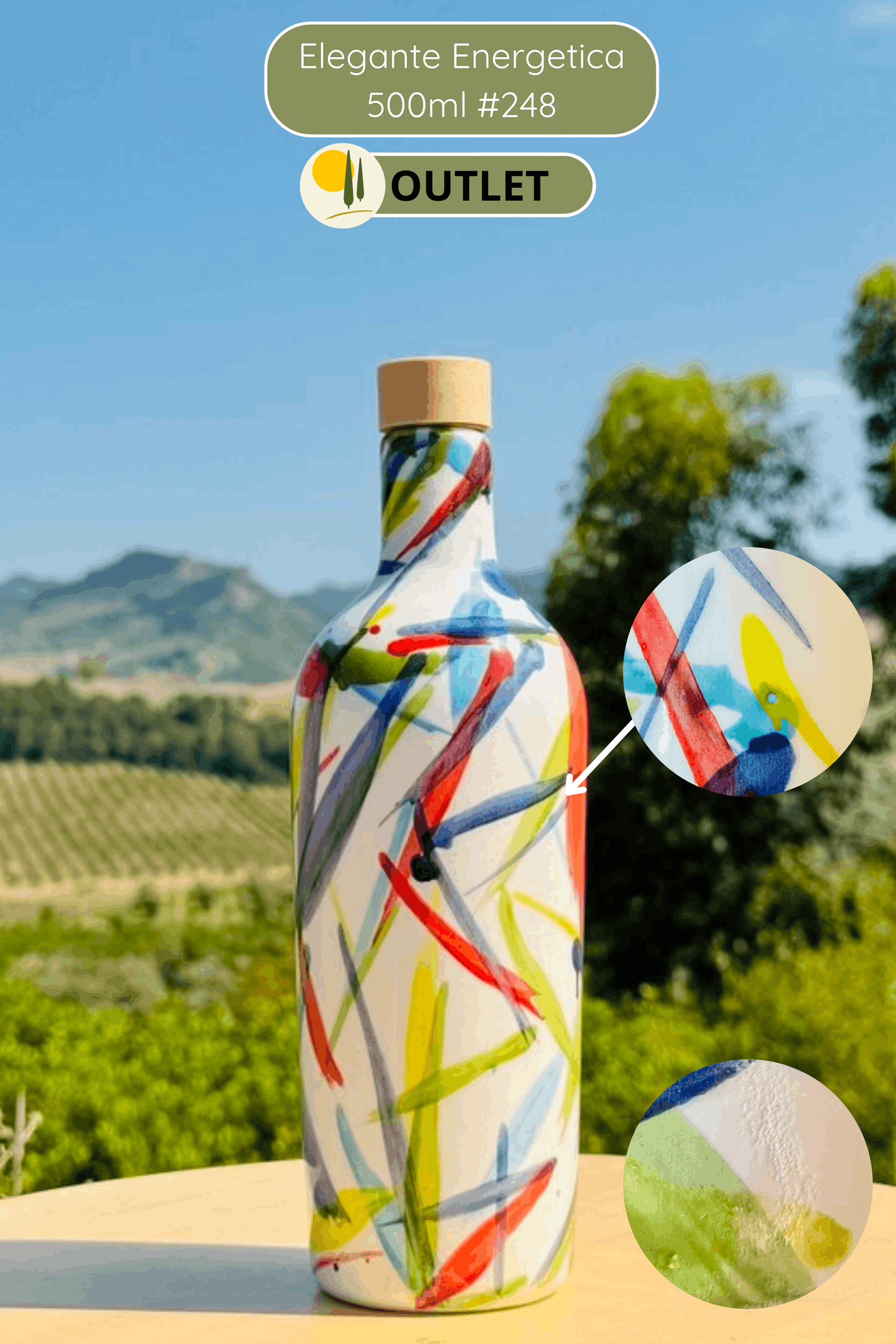 OUTLET - Elegante Keramikflasche Ölspender für Olivenöl handgemacht in Italien