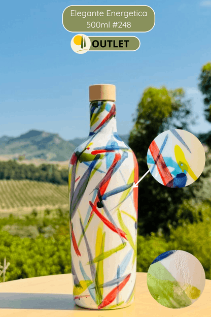 OUTLET - Elegante Keramikflasche Ölspender für Olivenöl handgemacht in Italien