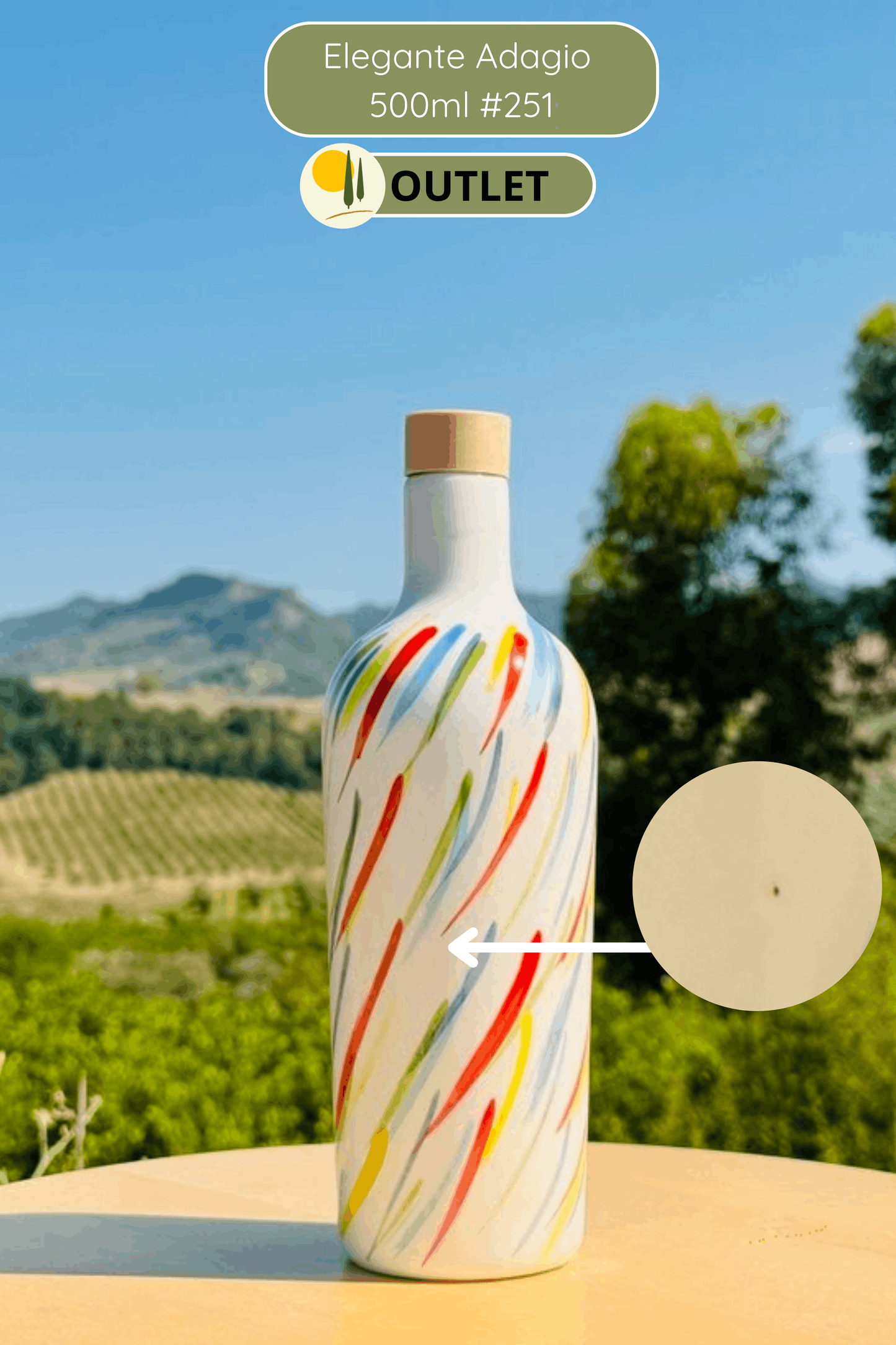 OUTLET - Elegante Keramikflasche Ölspender für Olivenöl handgemacht in Italien