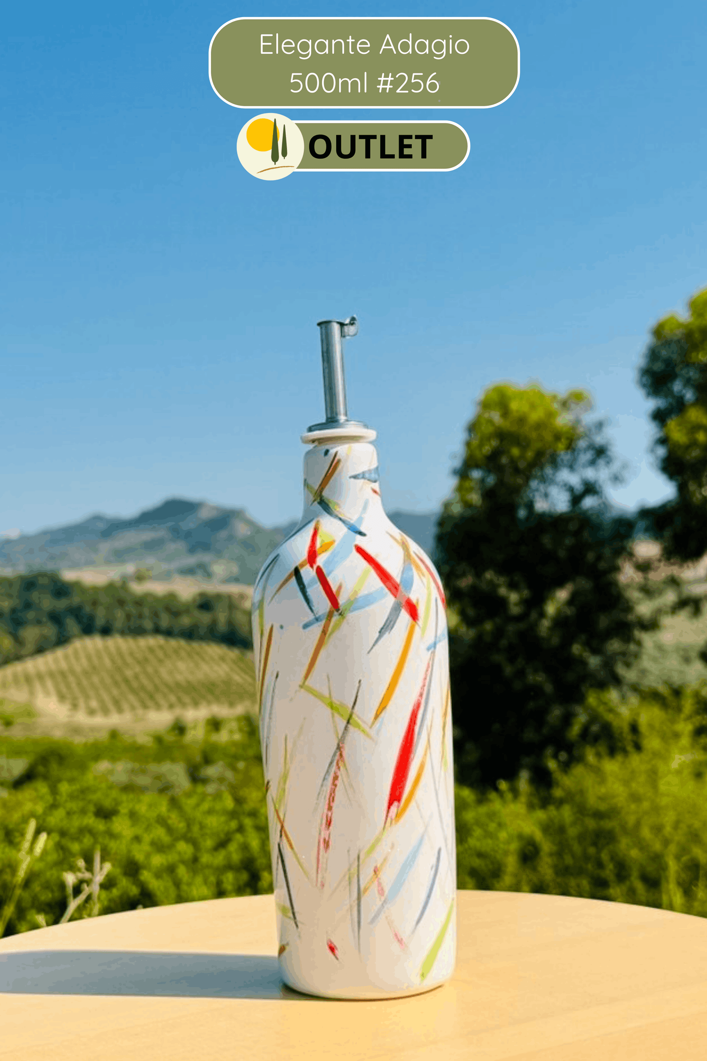 OUTLET - Elegante Keramikflasche Ölspender für Olivenöl handgemacht in Italien