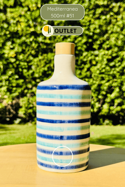 OUTLET - B-Ware Keramikflasche Ölspender Ölflasche "Mediterranea" für Olivenöl handgemacht in Italien