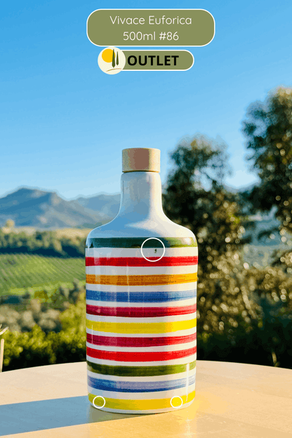 OUTLET B-STOCK Dispenser per olio in bottiglia di ceramica colorata "Vivace" per olio d'oliva fatto a mano in Italia