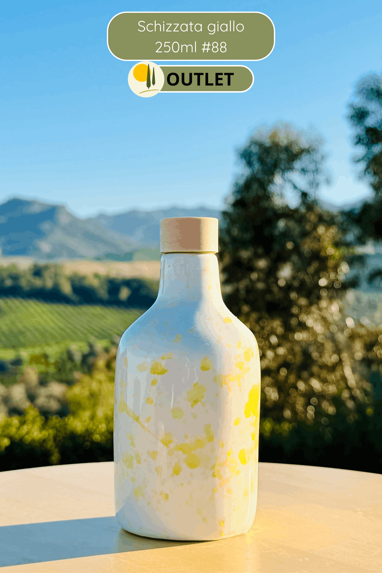OUTLET B-Ware Keramikflasche Ölspender Ölflasche "Schizzata" 250 ml für Olivenöl handgemacht in Italien