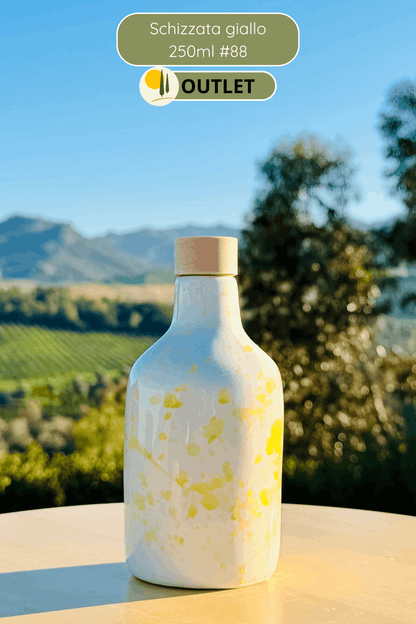 OUTLET B-Ware Keramikflasche Ölspender Ölflasche "Schizzata" 250 ml für Olivenöl handgemacht in Italien