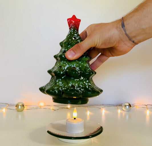 Weihnachtlicher Teelichthalter Weihnachtsdeko aus Keramik handgemacht