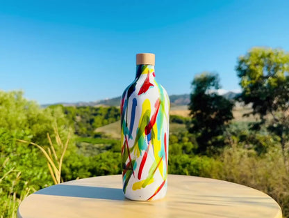 Elegante Keramikflasche Ölspender für Olivenöl 500ml handgemacht in Italien
