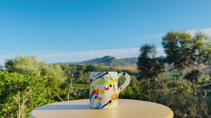 Bunte Keramik Tasse - Milchkaffee Becher - Handgemacht aus Italien - Le Colline