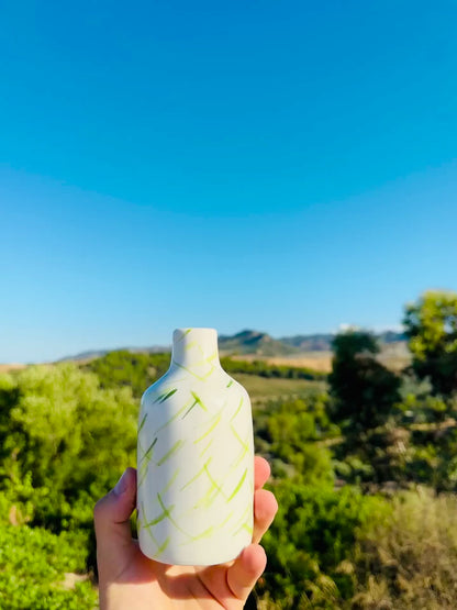 Keramikflasche Ölspender für Olivenöl handgemacht in Italien 250ml Adagio Verde